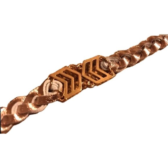 Ettika Bracelet Friendship Adjustable 18k Rose Gold Plated Grey Leather 7.5” - Picture 1 of 4